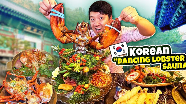 Korean “Dancing Lobster” SAUNA & Jumbo LOBSTER RAMEN in Seoul South Korea